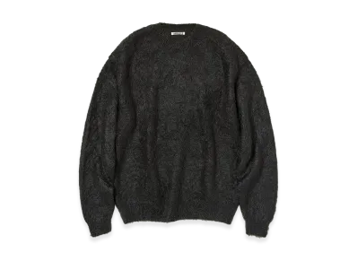 AURALEE Brushed Super Kid Mohair Knit P/O "Ink Black"