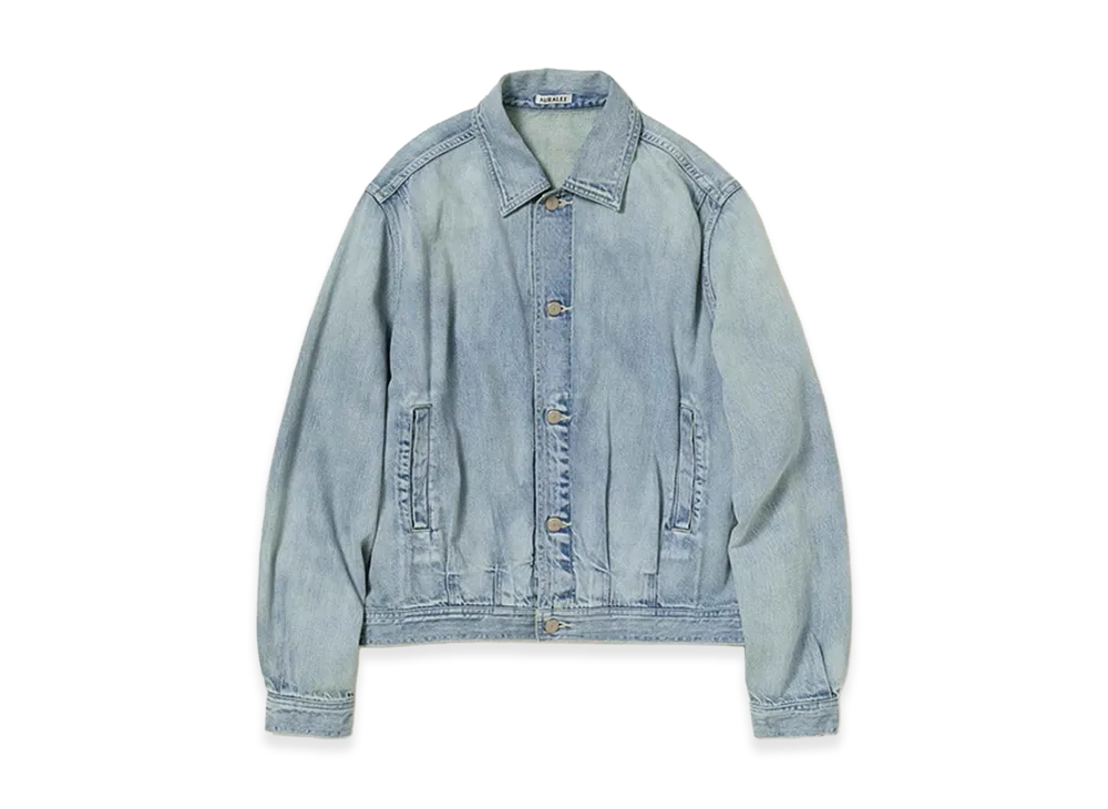AURALEE Faded Selvedge Light Denim Blouson "Light Indigo"