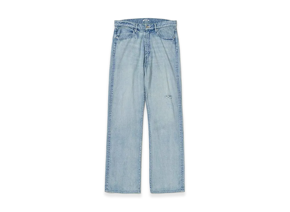 AURALEE Faded Selvedge Light Denim Pants "Light Indigo"