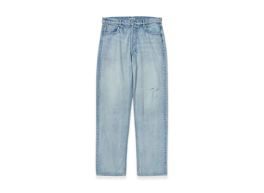 AURALEE Faded Selvedge Light Denim Wide Pants "Light Indigo"