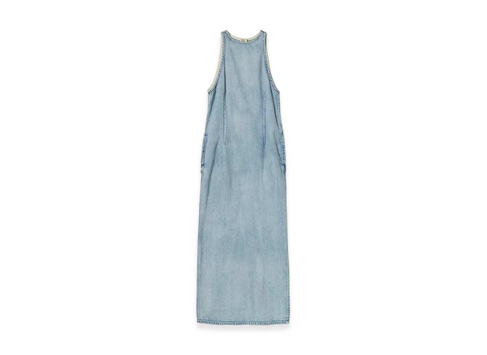 AURALEE Women's Faded Selvedge Light Denim Dress "Light Indigo"