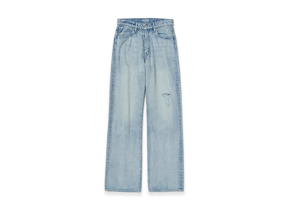 AURALEE Women's Faded Selvedge Light Denim Pants "Light Indigo"