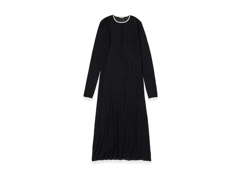 AURALEE Women's Hard Twist High Gauge Wool Silk Knit Dress "Black"
