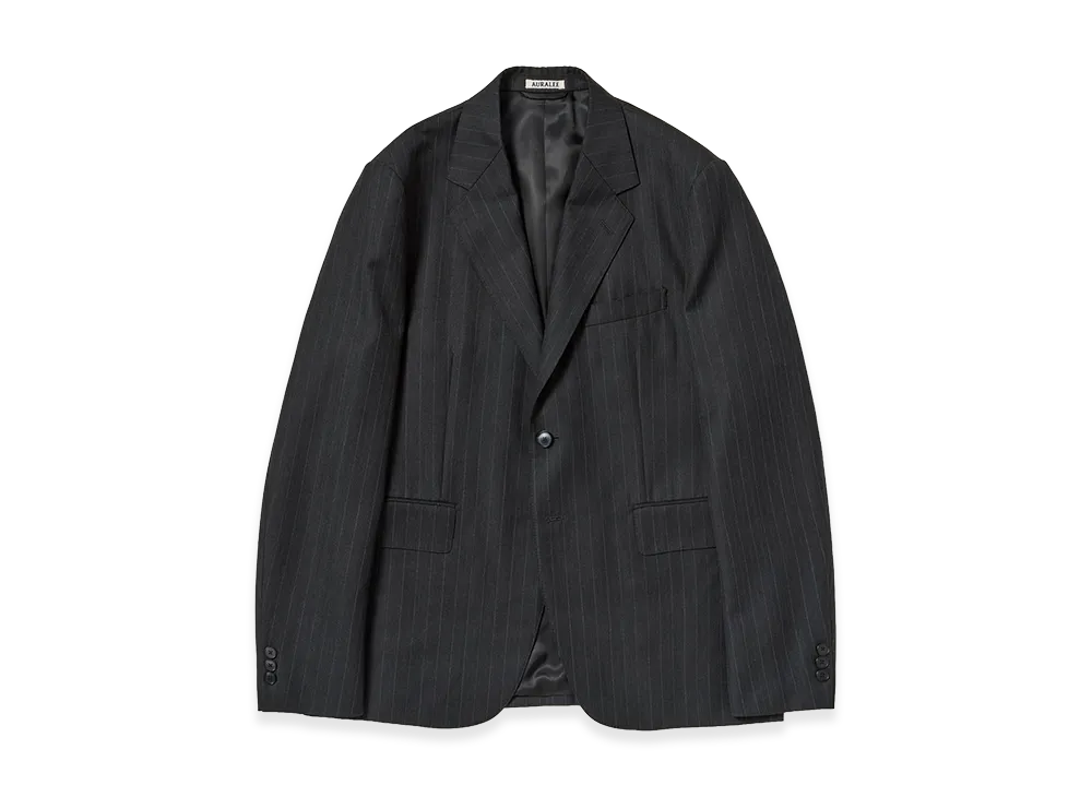AURALEE Bluefaced Wool Jacket "Charcoal Navy Stripe"