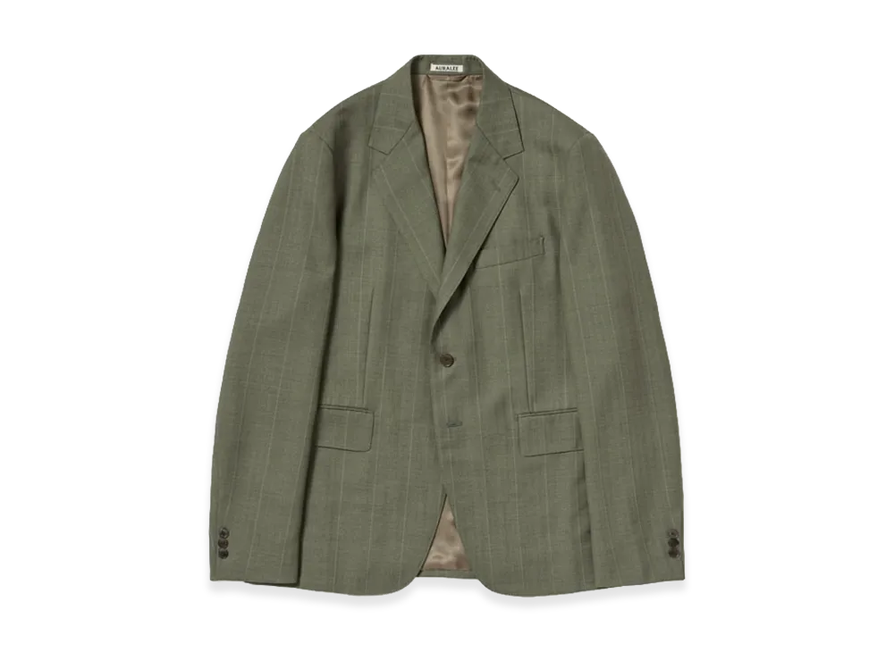 AURALEE Bluefaced Wool Jacket "Olive Gray Stripe"