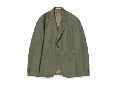 AURALEE Bluefaced Wool Jacket "Olive Gray Stripe"