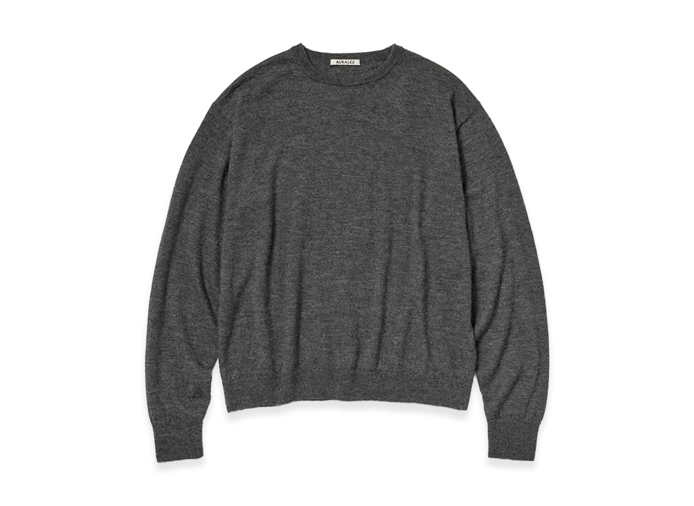 AURALEE High Gauge Soft Cashmere Knit P/O "Charcoal"