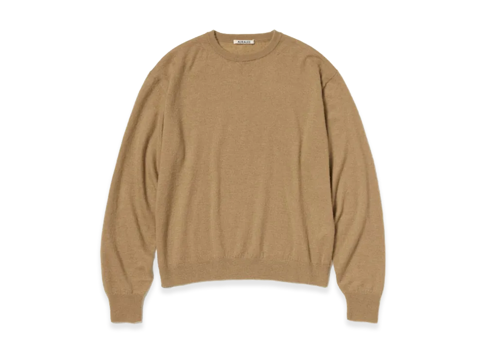AURALEE High Gauge Soft Cashmere Knit P/O "Light Brown"