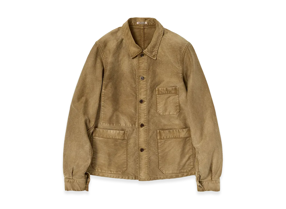 AURALEE Garment-Dyed Organic Cotton Heavy Moleskin Coverall "Faded Brown"