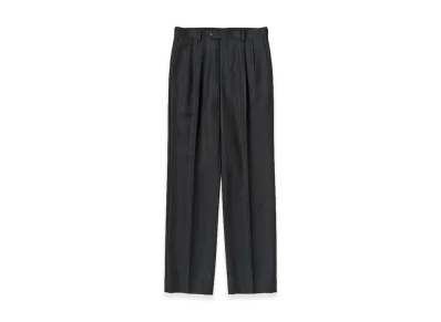 AURALEE Bluefaced Wool Two-Tuck Slacks "Charcoal Navy Stripe"