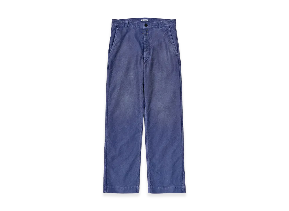 AURALEE Garment-Dyed Organic Cotton Heavy Moleskin Pants "Faded Navy"