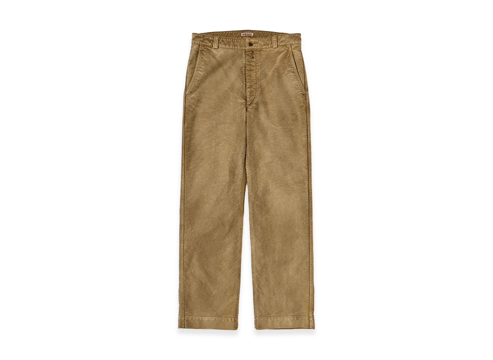 AURALEE Garment-Dyed Organic Cotton Heavy Moleskin Pants "Faded Brown"