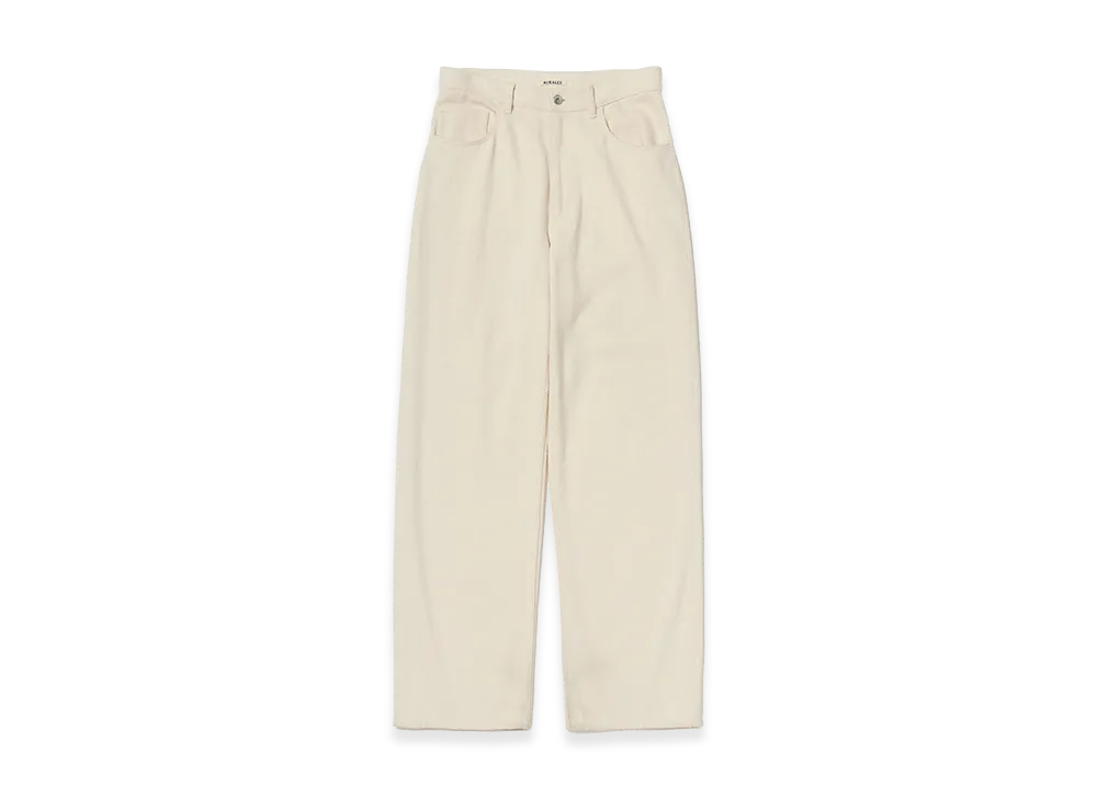 AURALEE Silk Nep Denim 5P Wide Pants "Ivory White"