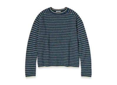 AURALEE Shetland Wool Cashmere Rib Knit P/O "Navy Stripe"