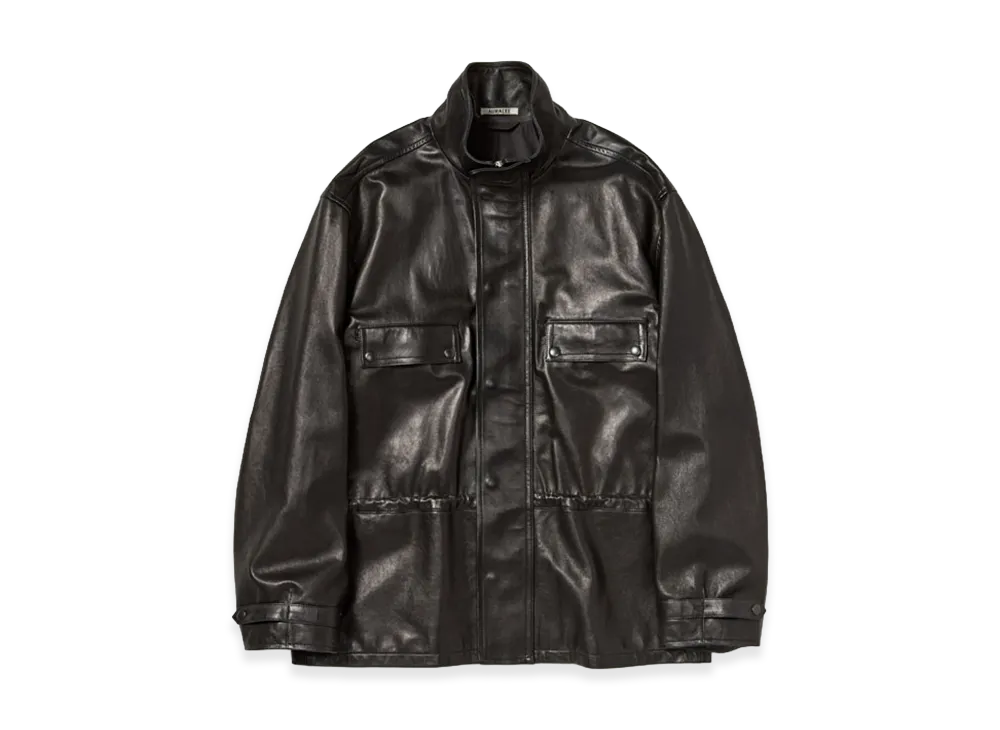 AURALEE Women's Textured Lamb Leather Blouson "Black"