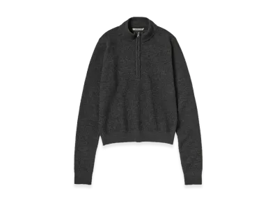 AURALEE Women's Smooth Fulled Wool Knit Half Zip P/O "Charcoal"