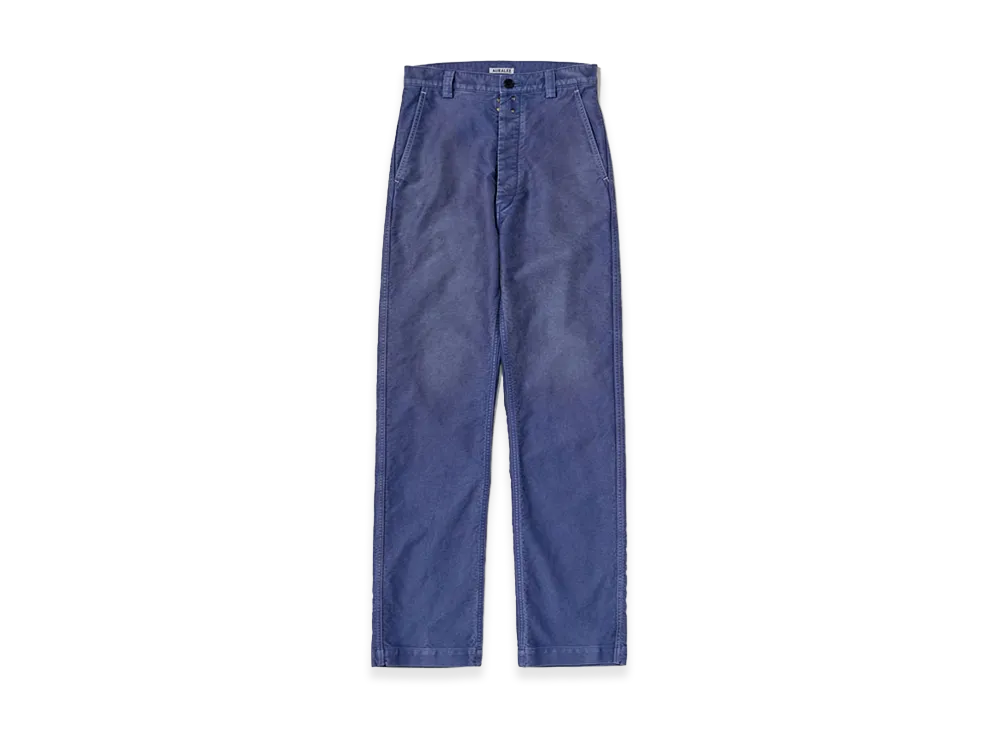 AURALEE Women's Garment-Dyed Organic Cotton Heavy Moleskin Pants "Faded Navy"