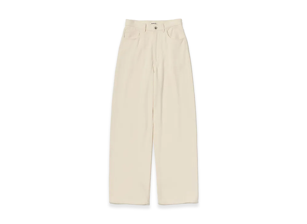 AURALEE Women's Silk Nep Denim 5P Wide Pants "Ivory White"