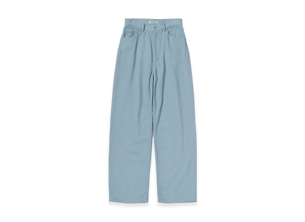 AURALEE Women's Silk Nep Denim 5P Wide Pants "Light Blue"