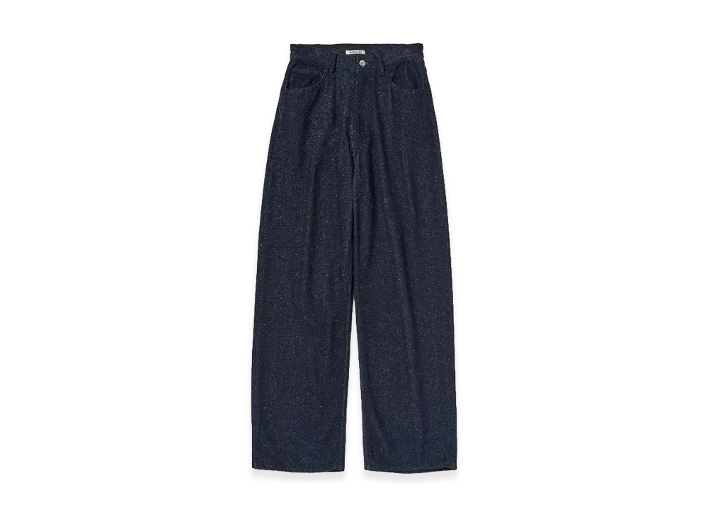 AURALEE Women's Silk Nep Denim 5P Wide Pants "Dark Navy"