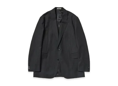 AURALEE Women's Bluefaced Wool Jacket "Charcoal Navy Stripe"