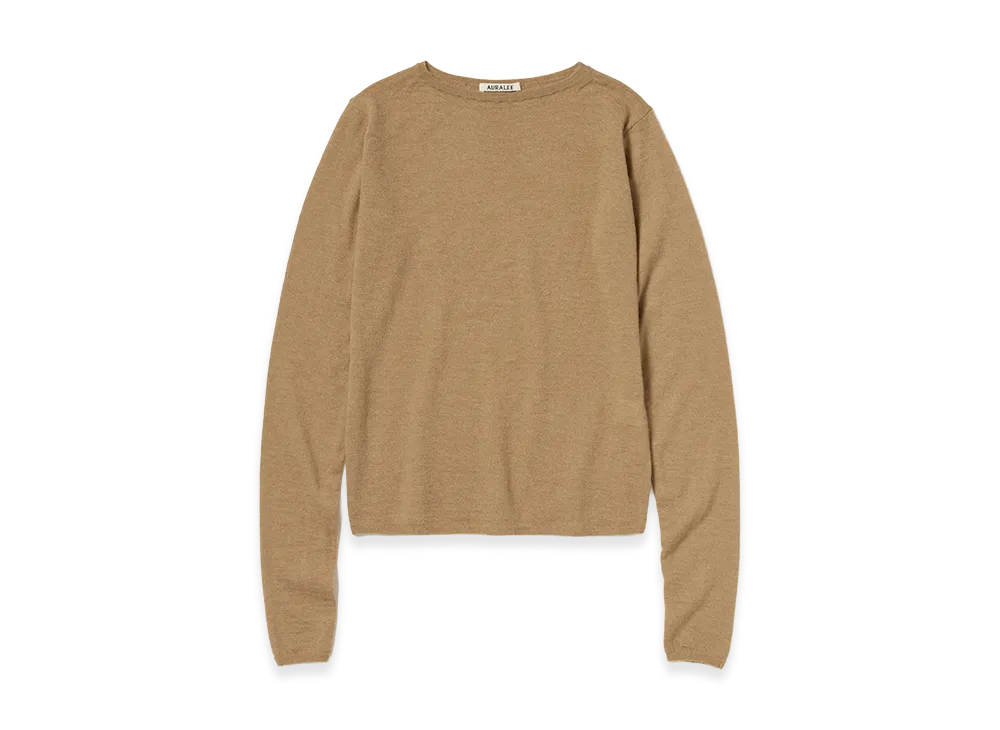 AURALEE Women's High Gauge Soft Cashmere Knit P/O "Light Brown"