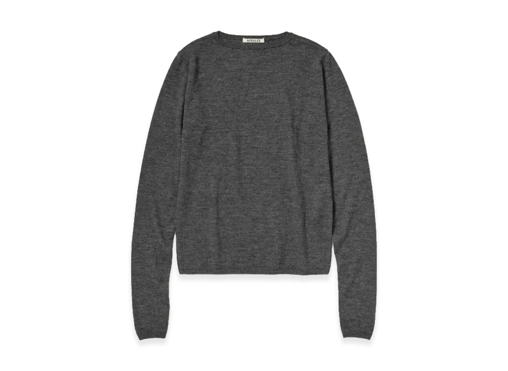 AURALEE Women's High Gauge Soft Cashmere Knit P/O "Charcoal"