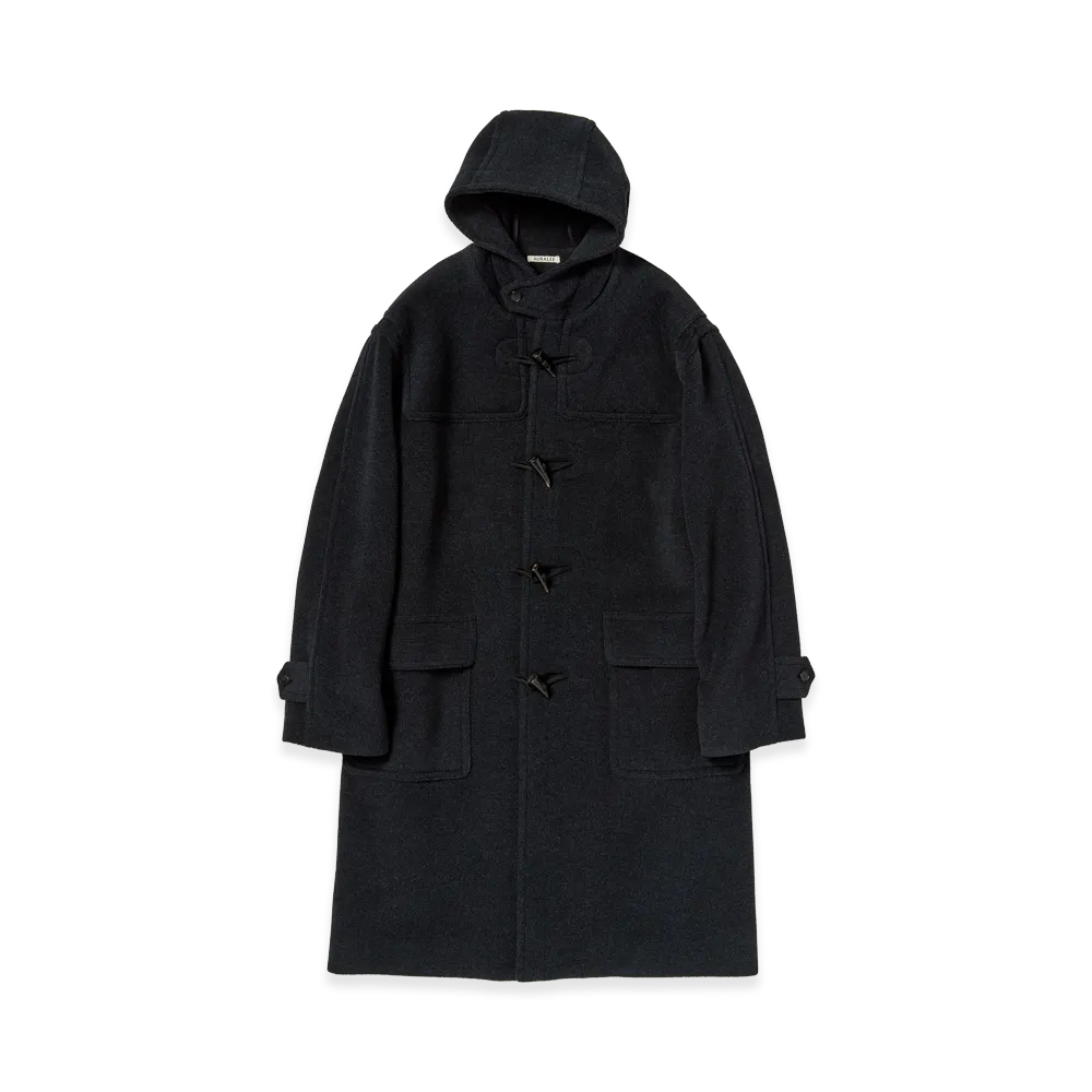 AURALEE Wool Herringbone Duffle Coat "Dark Charcoal"