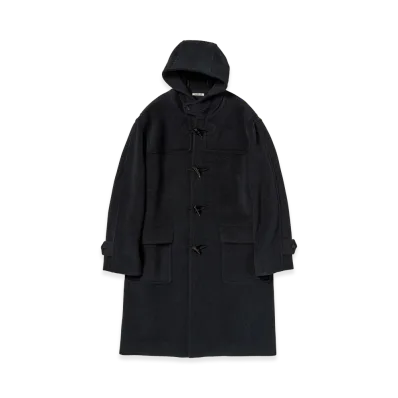AURALEE Wool Herringbone Duffle Coat "Dark Charcoal"