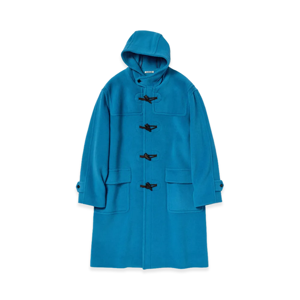 AURALEE Wool Herringbone Duffle Coat "Cerulean Blue"