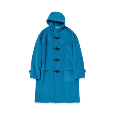 AURALEE Wool Herringbone Duffle Coat "Cerulean Blue"