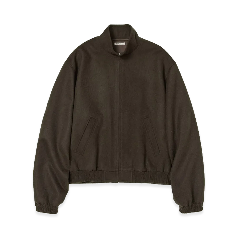 AURALEE Baby Camel Flannel Zip Blouson "Dark Brown"