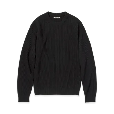 AURALEE Super Fine Wool Rib Knit P/O "Top Black"