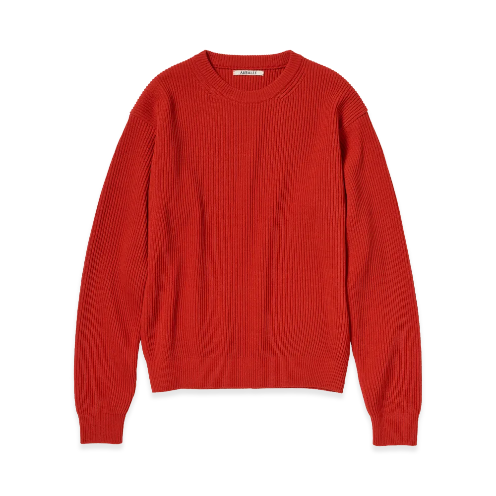 AURALEE Super Fine Wool Rib Knit P/O "Red"