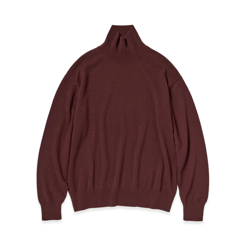 AURALEE Baby Cashmere Knit Turtle "Red Brown"