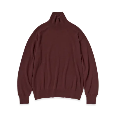 AURALEE Baby Cashmere Knit Turtle "Red Brown"