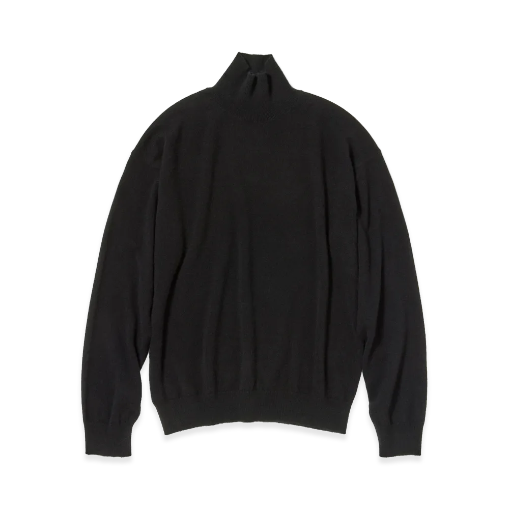 AURALEE Baby Cashmere Knit Turtle "Top Black"