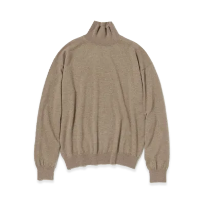 AURALEE Baby Cashmere Knit Turtle "Natural Brown"