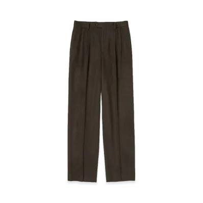 AURALEE Baby Camel Flannel Two-Tuck Slacks "Dark Brown"