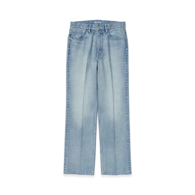 AURALEE Faded Heavy Denim Center-Pleated Pants "Faded Indigo"