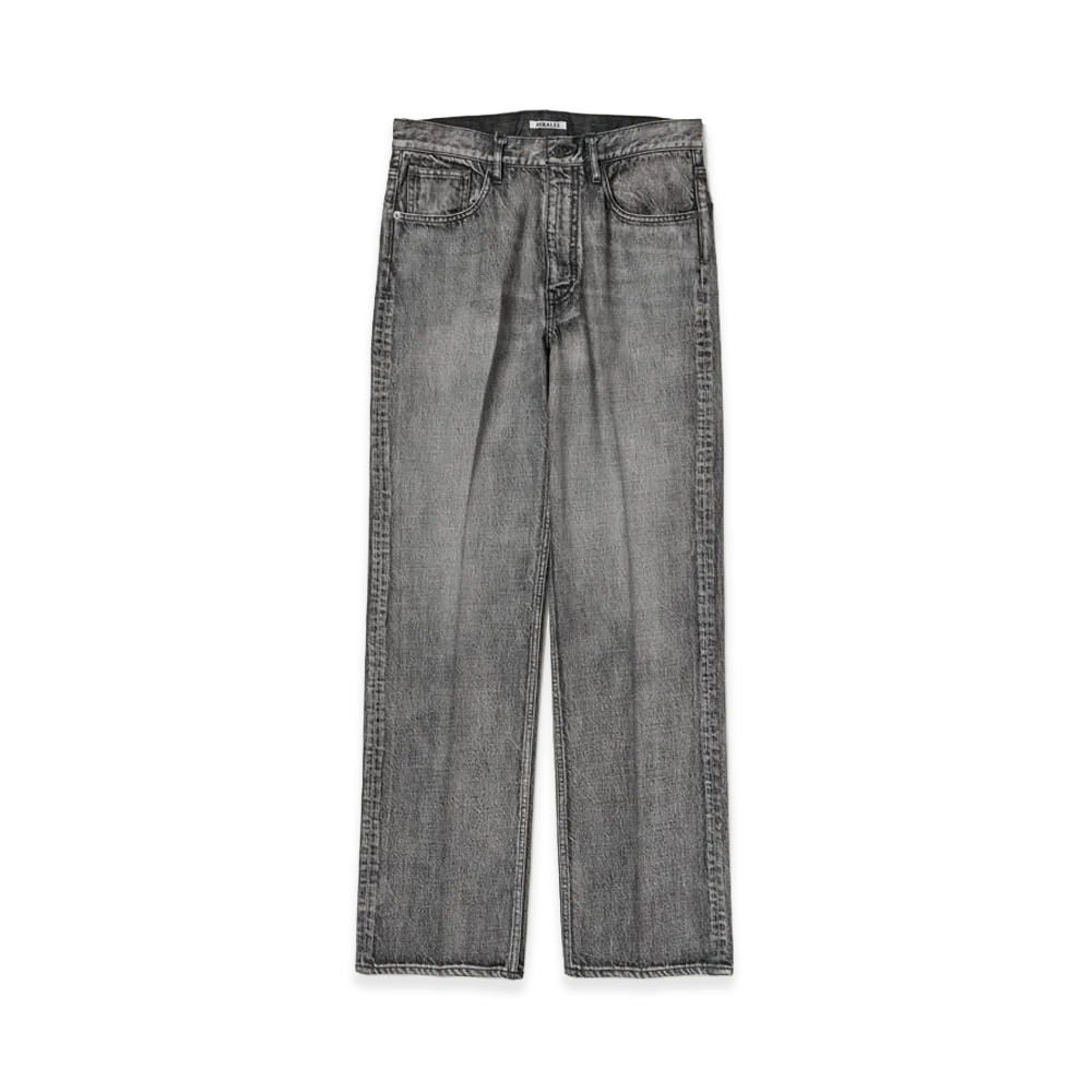 AURALEE Faded Heavy Denim Center-Pleated Pants "Faded Black"