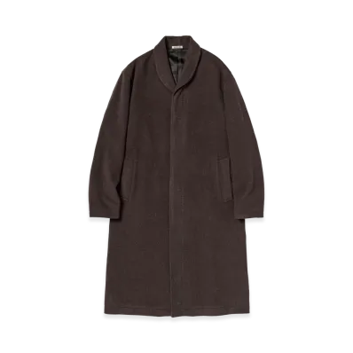 AURALEE Super Fine Wool Mosser Shawl Collar Coat "Top Brown"
