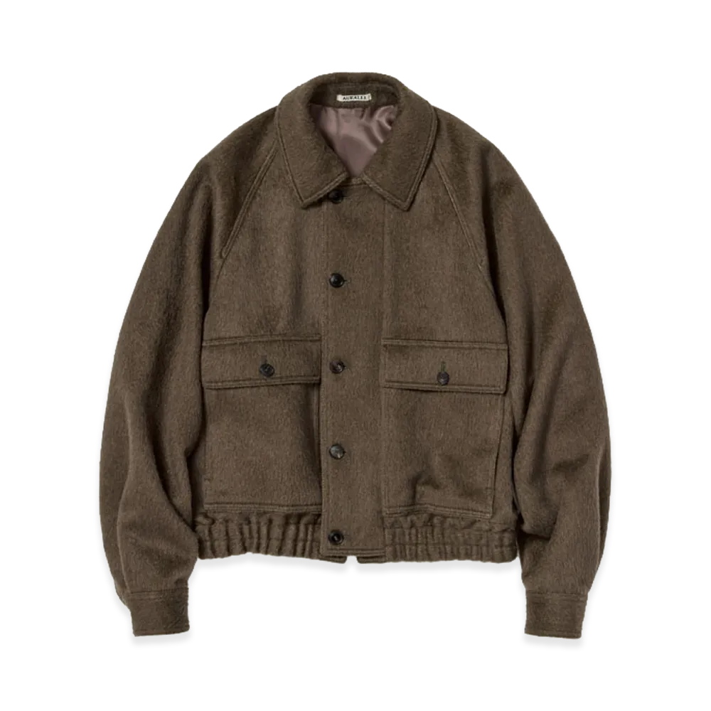 AURALEE Hairy Wool Mohair Chambray Blouson "Dark Gray"