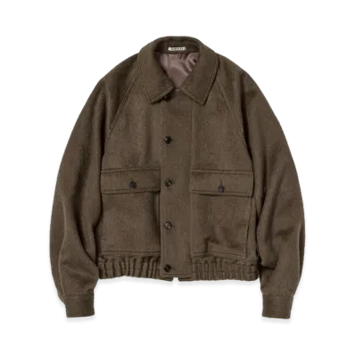 AURALEE Hairy Wool Mohair Chambray Blouson "Brown"