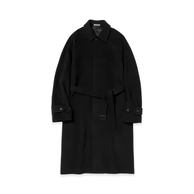 AURALEE Super Fine Wool Mosser Soutien Collar Coat "Black"