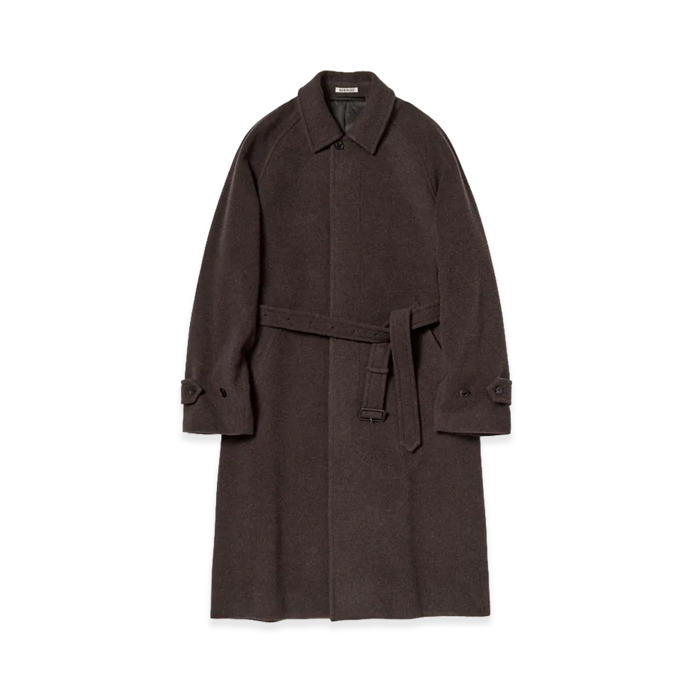 AURALEE Super Fine Wool Mosser Soutien Collar Coat "Top Brown"