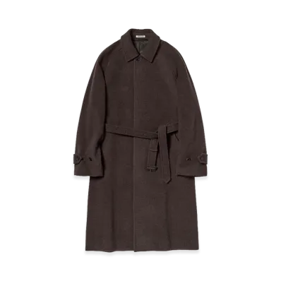 AURALEE Super Fine Wool Mosser Soutien Collar Coat "Top Brown"