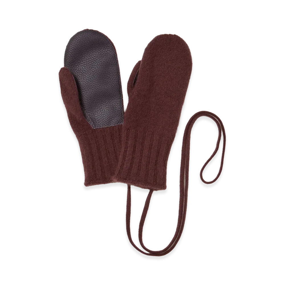 AURALEE Baby Cashmere Knit Mitten "Red Brown"