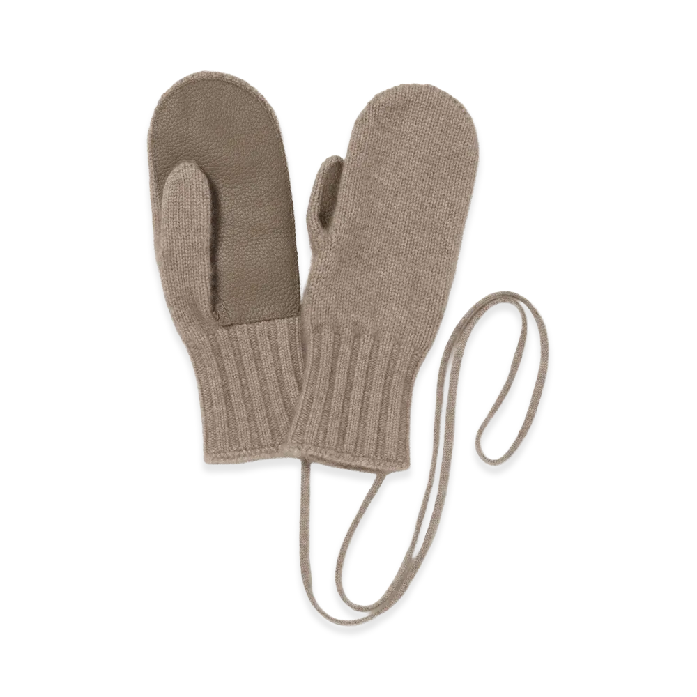 AURALEE Baby Cashmere Knit Mitten "Natural Brown"