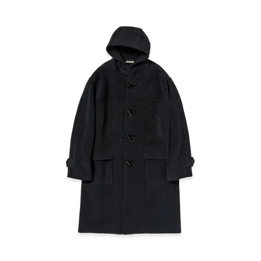 AURALEE Women's Wool Herringbone Duffle Coat "Dark Charcoal"